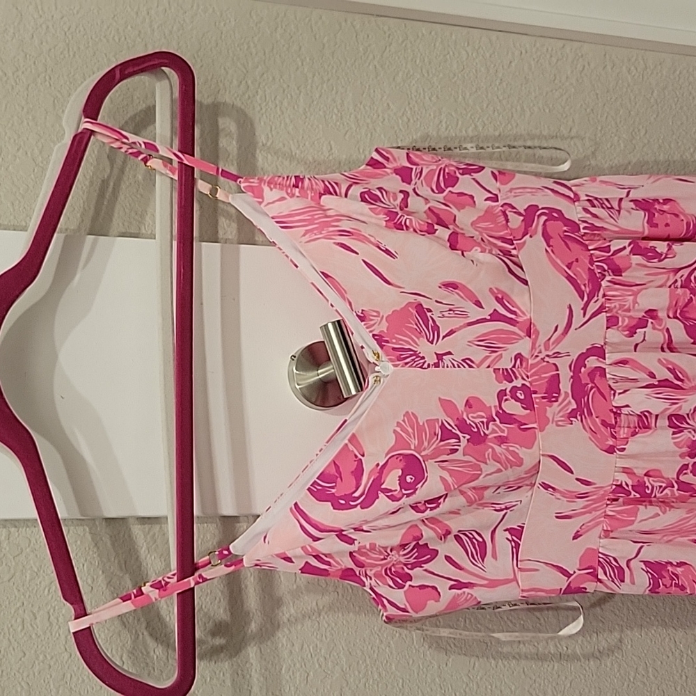 Lilly Pulitzer maxi dress, pink floral, size 0